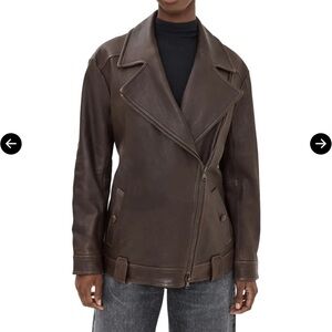 Veronica Beard Leather Dickey Jacket - Dark Brown
